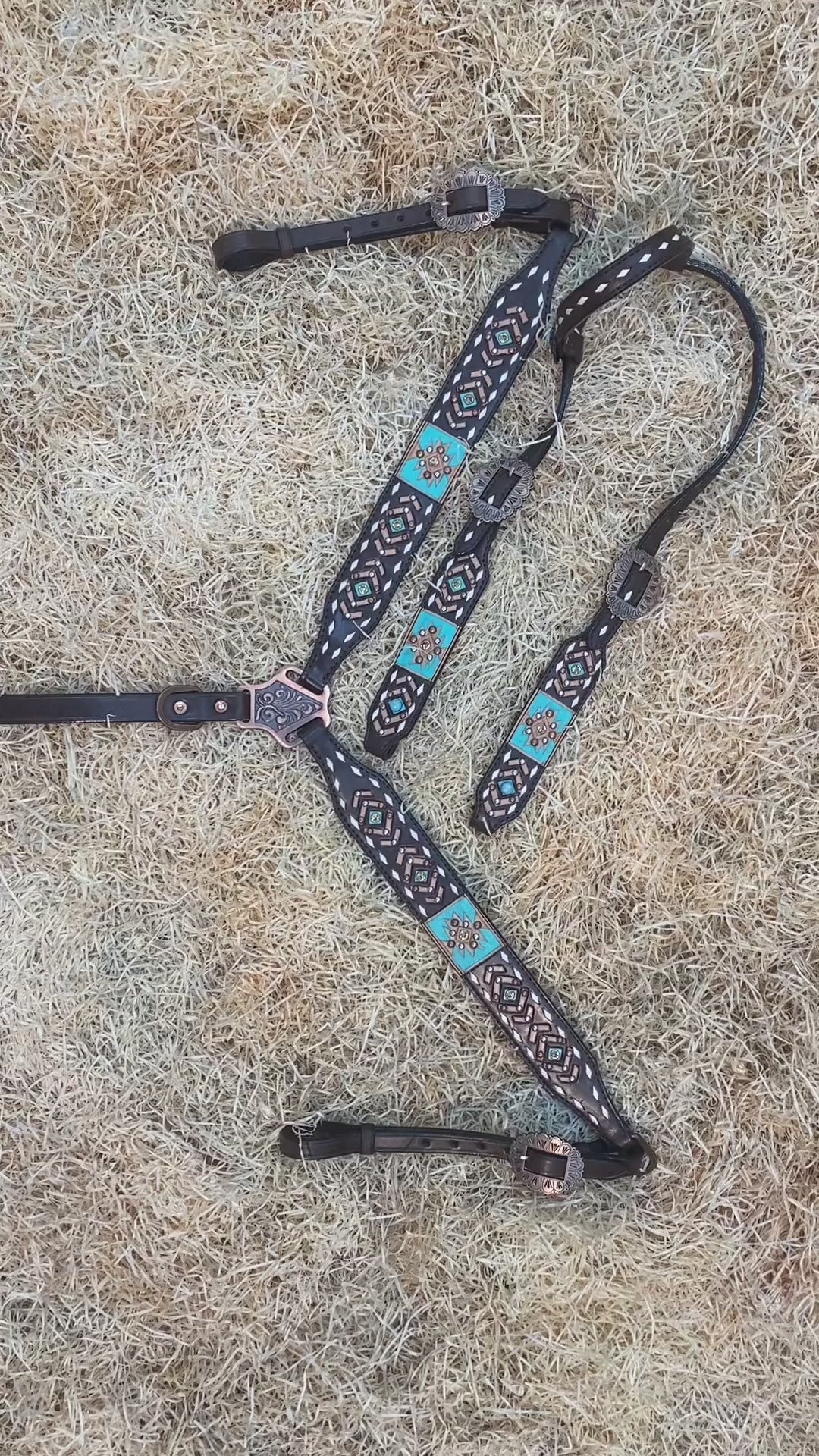 Aztec Tooling Headstall &amp; Breast Collar Tack Set