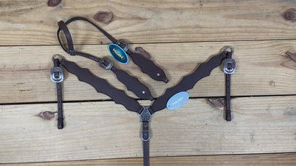 plain brown western headstall and breast collar for classic feel horse tack set