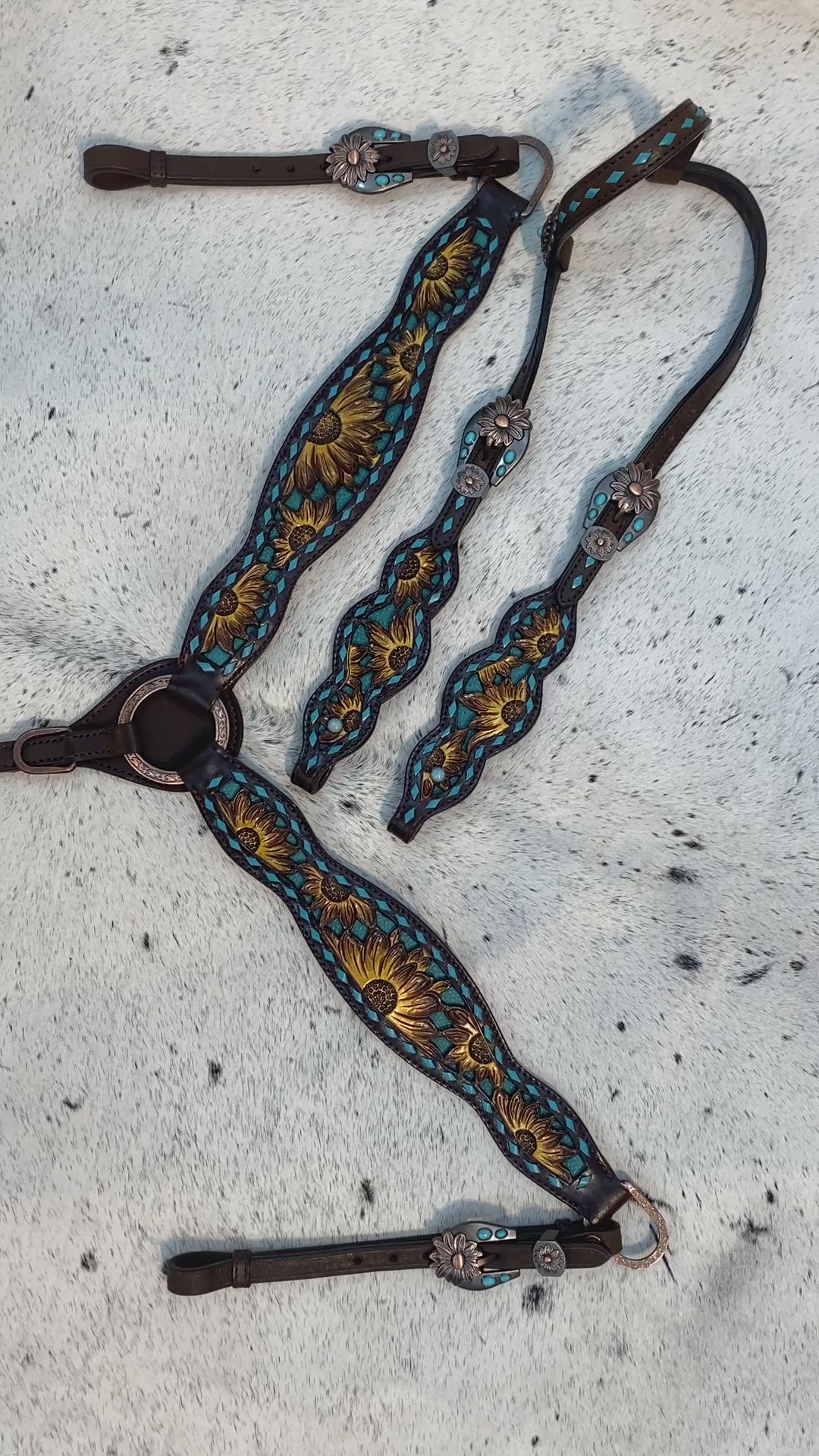 Hand-Painted Sunflower Western Headstall Tack Set – Mousm
