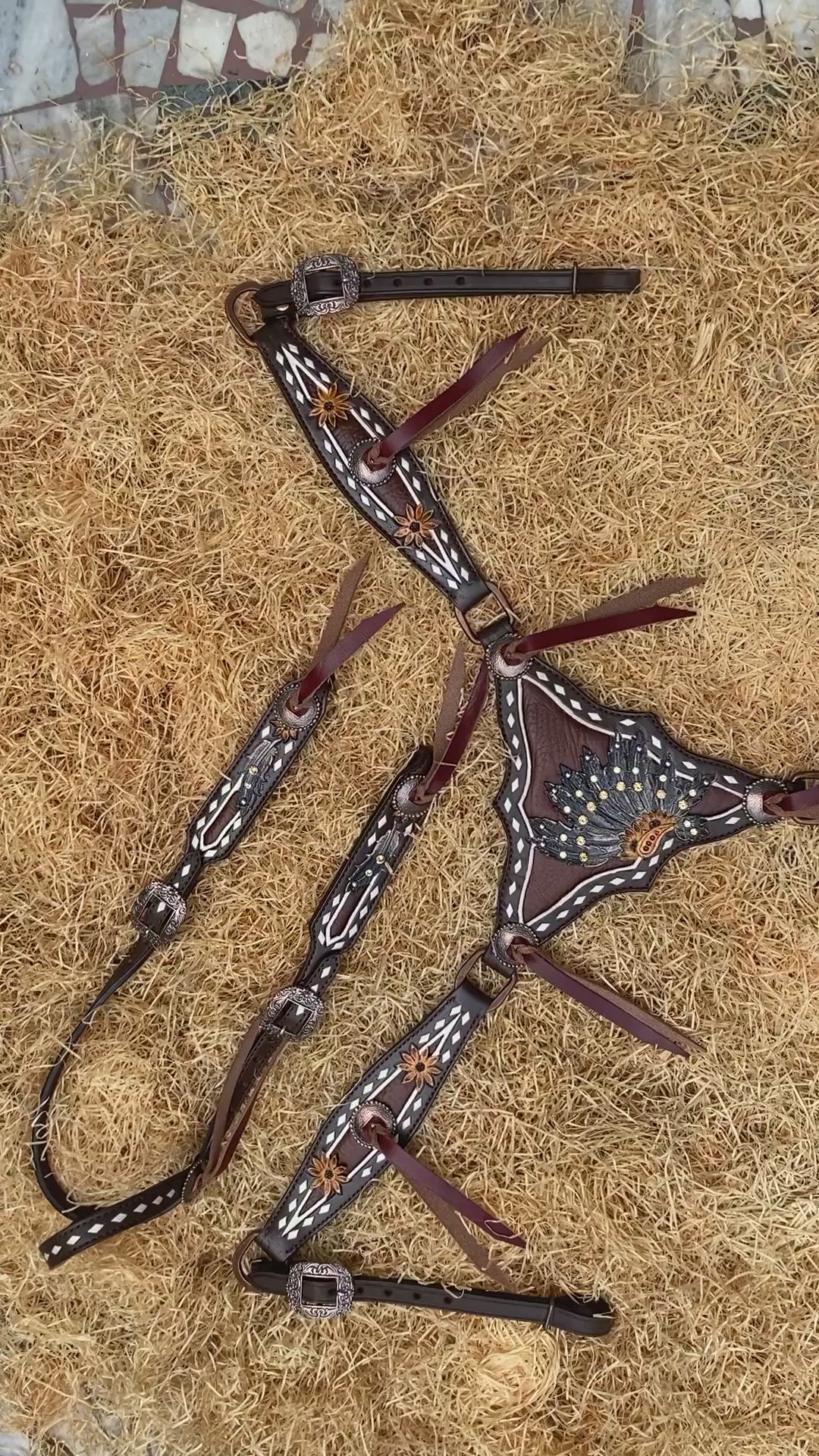 Sunflower Tooling Headstall &amp; Breast Collar Tack Set