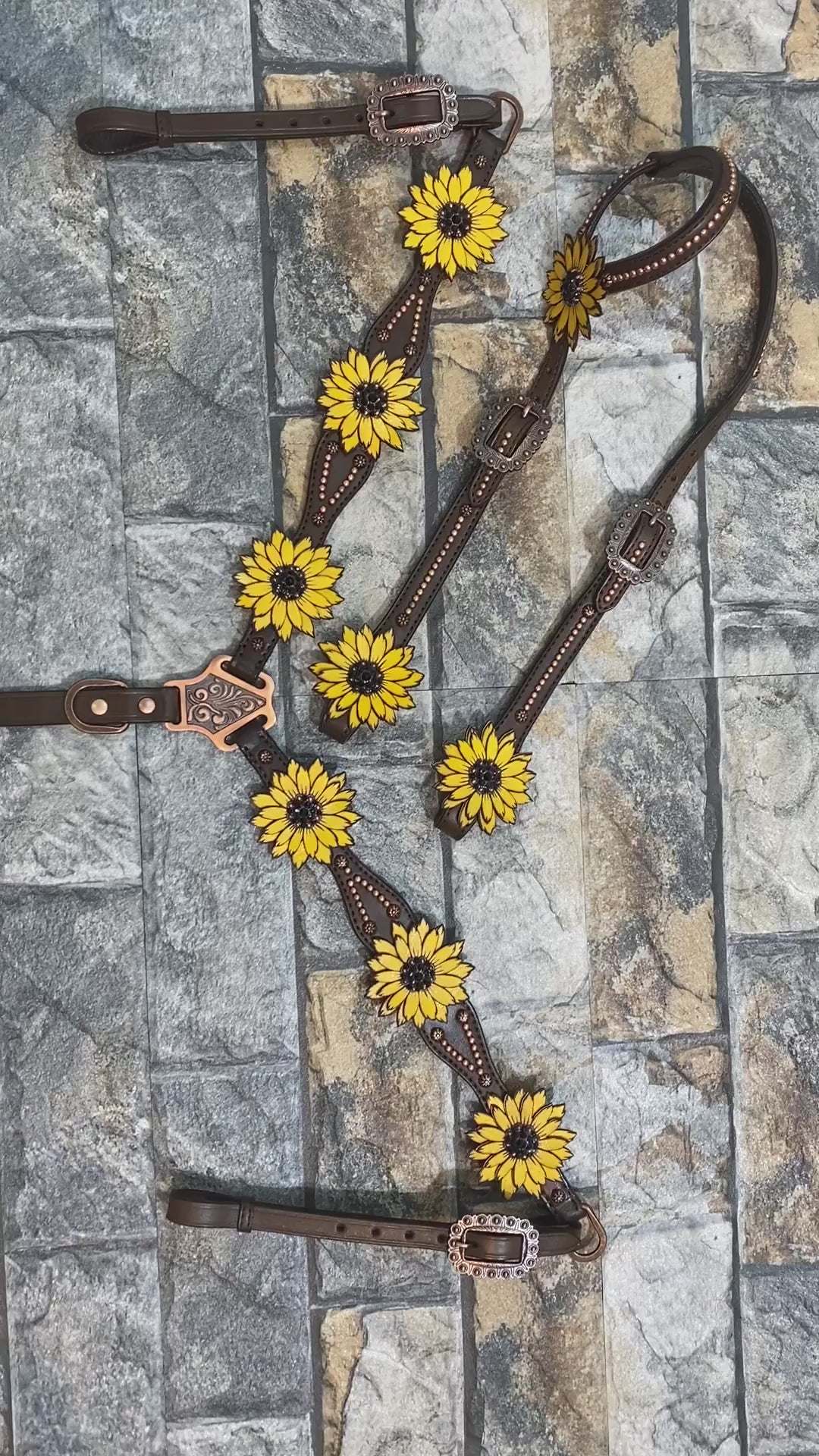 Hand-Painted Laser Cut Sunflower Western Horse Tack Set
