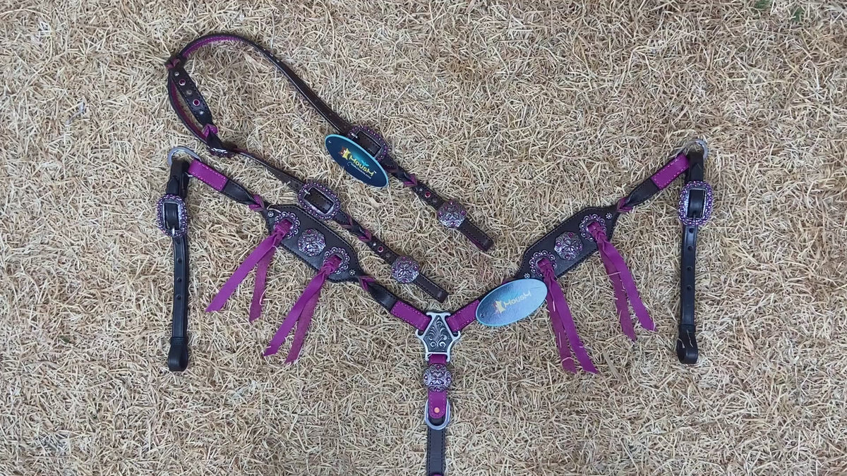 Leopard Print and Twisted Knot One Ear Western Horse Tack Set