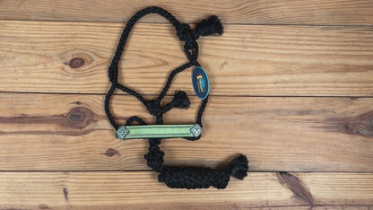 MOUSM Nylon Mule Halter for Horse with Leather Noseband – 7.5&