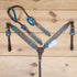 western headstall and breast collar set with turquoise whip stitching and tooling