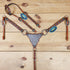 western headstall set with engraved metal rings and alligator printed inlay